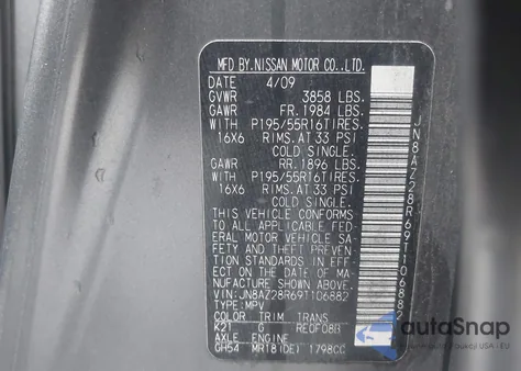 2009 Nissan Cube 1.8Sl from USA, damaged, VIN JN8AZ28R69T106882